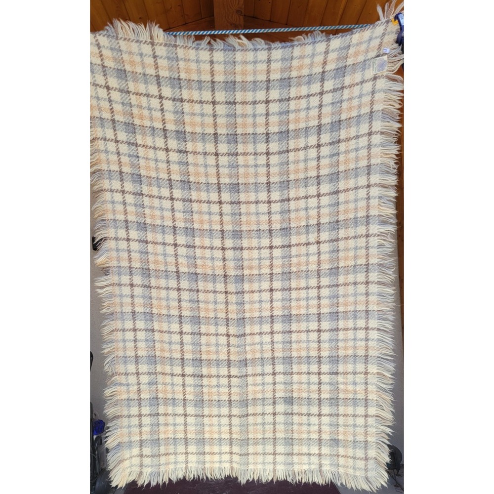 Boyne Valley Weavers Ireland Wool Throw Blanket Plaid Fringe 43x70 Handmade...